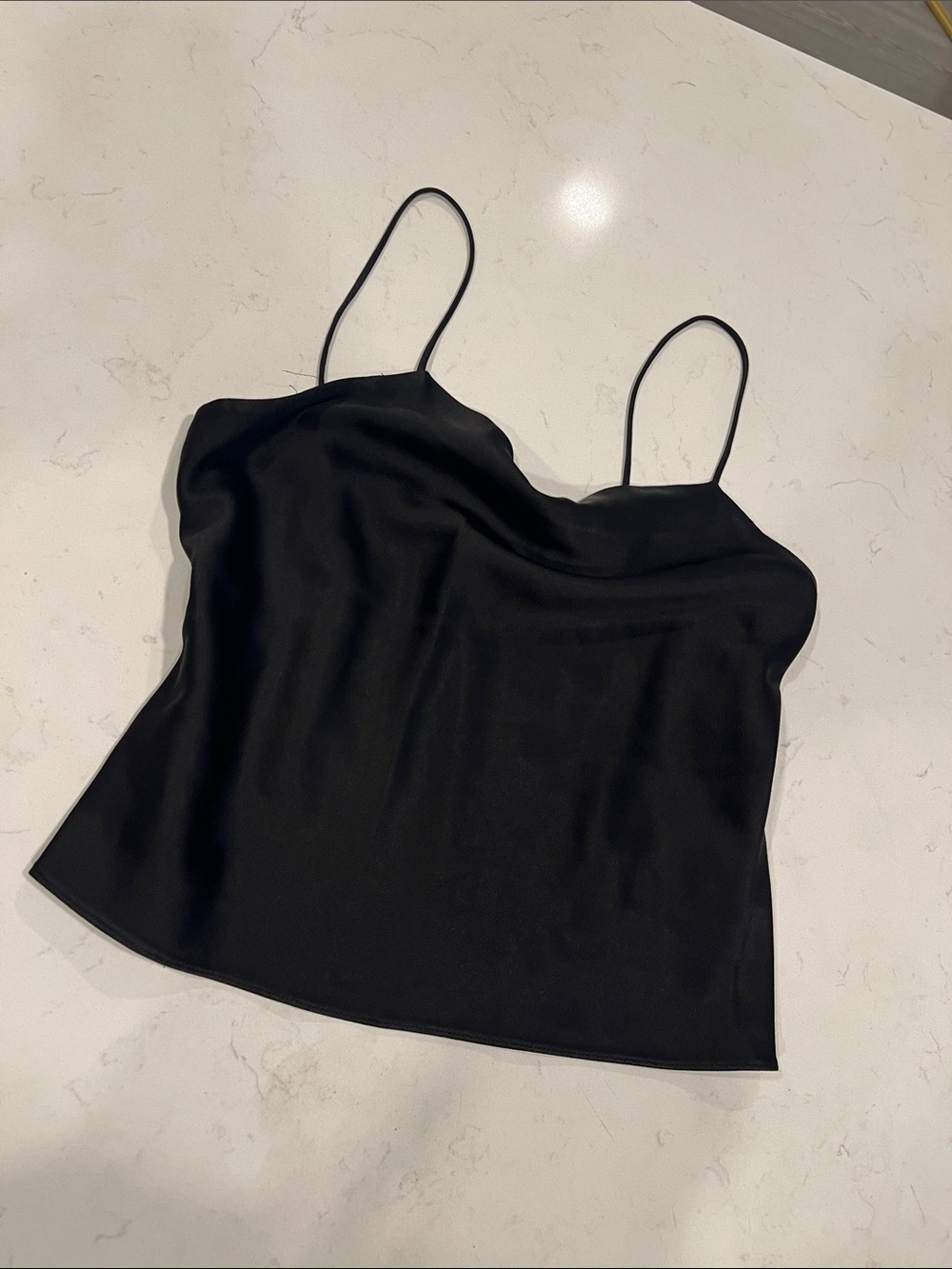 Alice + Olivia Black Satin Slip Cami